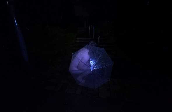 Similar to the previous photo, but a wider angle and even darker. I look lost and alone in the depths of the night.
